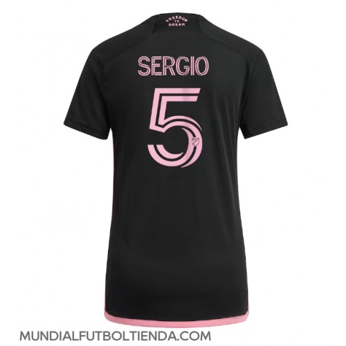 Camiseta Inter Miami Sergio Busquets #5 Segunda Equipación Replica 2023-24 para mujer mangas cortas